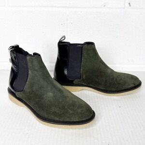 Stephane Kelian Boots Womens Size 10 Green Black‎ Suede Leather Chelsea Pull On